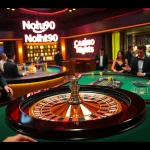 Nohu90 gambling action at a vibrant casino roulette table with players.